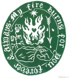 Isabelle Mulvany - 2023 Linoprint, My Fire Burns For You (Green)