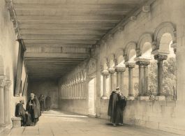 Louis Haghe (1806-1885) - 1840 Lithograph, Cloister at Tongeres