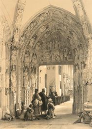 Louis Haghe (1806-1885) - 1940 Lithograph, Porch of Frauenkirche