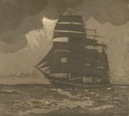Herbert Cutner (1881-1969) - Aquatint, A Wet Sheet & a Flowing Sail