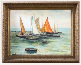 Framed French School Mid 20th Century Oil - Jetty Mooring