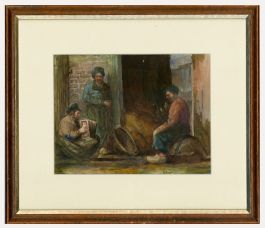 Late 19th Century Watercolour - The Accordion Player