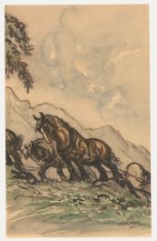 Anton Lock (1893-1970) - Mid 20th Century Watercolour, Timber Hauling