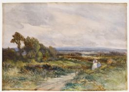 H. D. Hill - Late 19th Century Watercolour, On the Riverbank