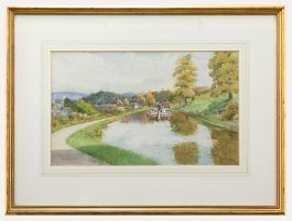 Robert Hollands Walker (fl.1882-1920) - Framed Watercolour, On the Canal