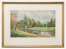 George Parsons Norman (1840-1914) - Watercolour, Waiting on the Garden Bridge