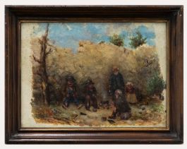 J. Cruzi - Late 19th Century Oil, Street Beggars