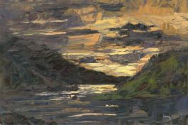 Daniel Nichols - Contemporary Oil, Loch at Dusk