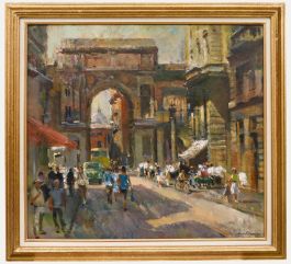 Vladimir Litvinienko (1930-2011) - Framed 20th Century Oil, Old Town, Genoa