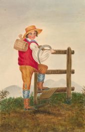   - 19th Century Watercolour, Swiss Peasant