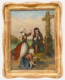 German School 19th Century Oil - Paying Respects