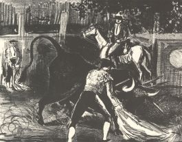 20th Century Lithograph - Bull Fighting