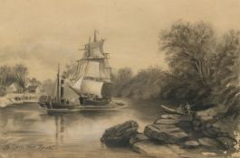 Late 19th Century Chalk & Charcoal Drawing - The Avon near Bristol