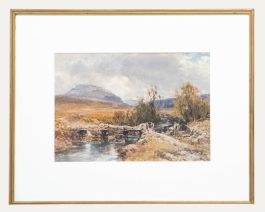 John Keeley RSBA (1849-1930) - Watercolour, Teignhead Clapper Bridge