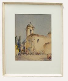 Kenneth Anns (1891-1962) - Framed Watercolour, Figures Before a Tower