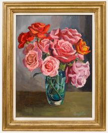 Marjory Muggleton (b.1920) - 20th Century Oil, Roses