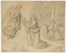 Attrib. Hans Knöchl - Graphite Drawing, Christ in the garden of Gethsemane