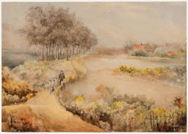 1913 Watercolour - Driving Sheep