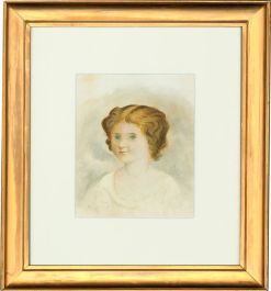 Framed Late 19th Century Watercolour - Portrait of a Girl