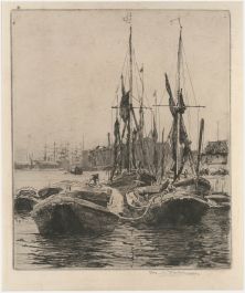 Mabel Catherine Robinson (1875-1953) - Etching, Boats in the Harbour