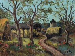 Follower of William G. Gillies (1898-1973)  - Mid 20th Century Oil, Farm Drive
