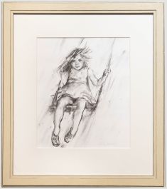 Glo Williams (b.1940) - Contemporary Charcoal Drawing, The Swing