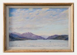 Harold Prynne - Framed Mid 20th Century Pastel, Rowing amongst Mountains