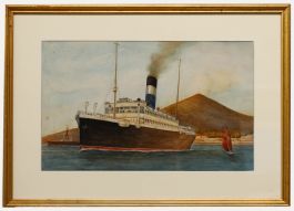 Framed Late 19th Century Watercolour - Study of a Passenger Steamer