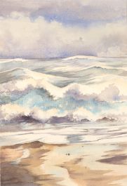 Geoffrey Plant (1939-2000) - 20th Century Watercolour, Crashing Waves in Winter
