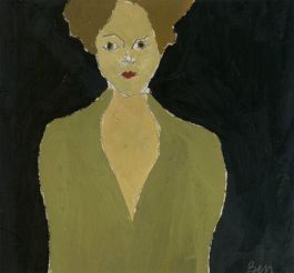 Ben Carrivick - Contemporary Oil, Woman in Olive Dress