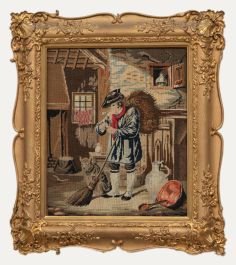19th Century Embroidery - Pipe Smoker