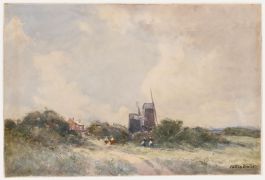 William Tatton Winter - Early 20th Century Watercolour, View with Windmills