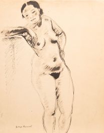 Georges Pacouil (1903-1996) - Mid 20th Century India Ink, Reaching Nude