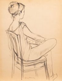 Georges Pacouil (1903-1996) - Mid 20th Century India Ink, Seated Model