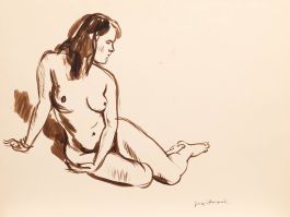 Georges Pacouil (1903-1996) - Mid 20th Century India Ink, Nude in Profile