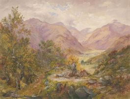 L. Drayton - 19th Century Watercolour, Shepherd & His Sheep