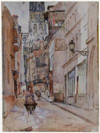 Arthur Paul Copson (1881-1916) - 1910 Watercolour, Rouen Street Scene
