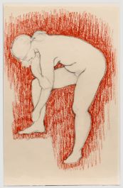 E.P. Clapholt - Mid 20th Century Pastel, Nude in Red