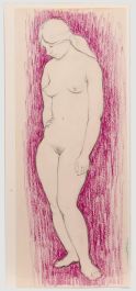 E.P. Clapholt - Mid 20th Century Pastel, Nude in Purple