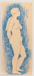E.P. Clapholt - Mid 20th Century Pastel, Nude in Blue