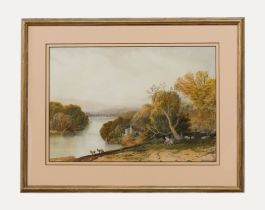 19th Century Watercolour - Landscape with Castle Ruins