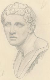 Lorna Bing (1897-1993) - 1916 Graphite Drawing, Roman Bust