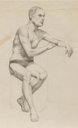 William Kerry - Early 20th Century Graphite Drawing, Seated Male Nude I