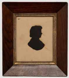 Framed Late 19th Century Cut Paper Silhouette - Victorian Women in Profile