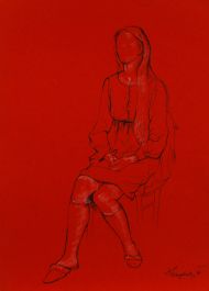 E.P. Clapholt - 1966 India Ink, Dress and Stockings