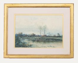 Albert Pollitt (1856-1926) - Framed Watercolour, Rural Village on the River