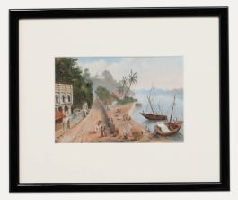 Framed Late 19th Century Oil - Coastal Scene with Fishing Boats