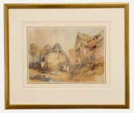Thomas Colman Dibdin (1810-1893) - Framed Watercolour, Ladies on the Farm