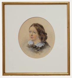 Framed 19th Century Watercolour - Portrait of a Girl