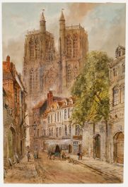 Early 20th Century Watercolour - The Church of Saint-Vulfran